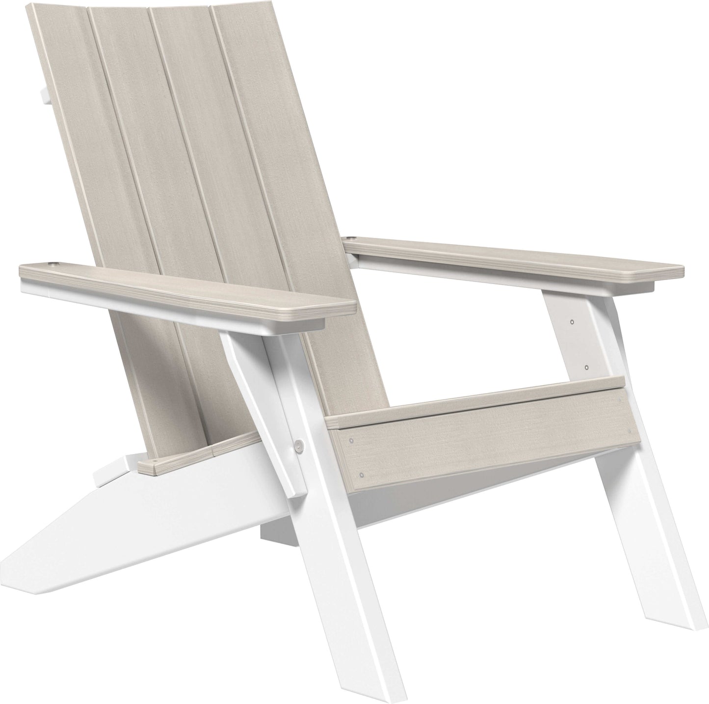 LuxCraft urban outdoor Adirondack chair with contoured seat and backrest providing ergonomic relaxation