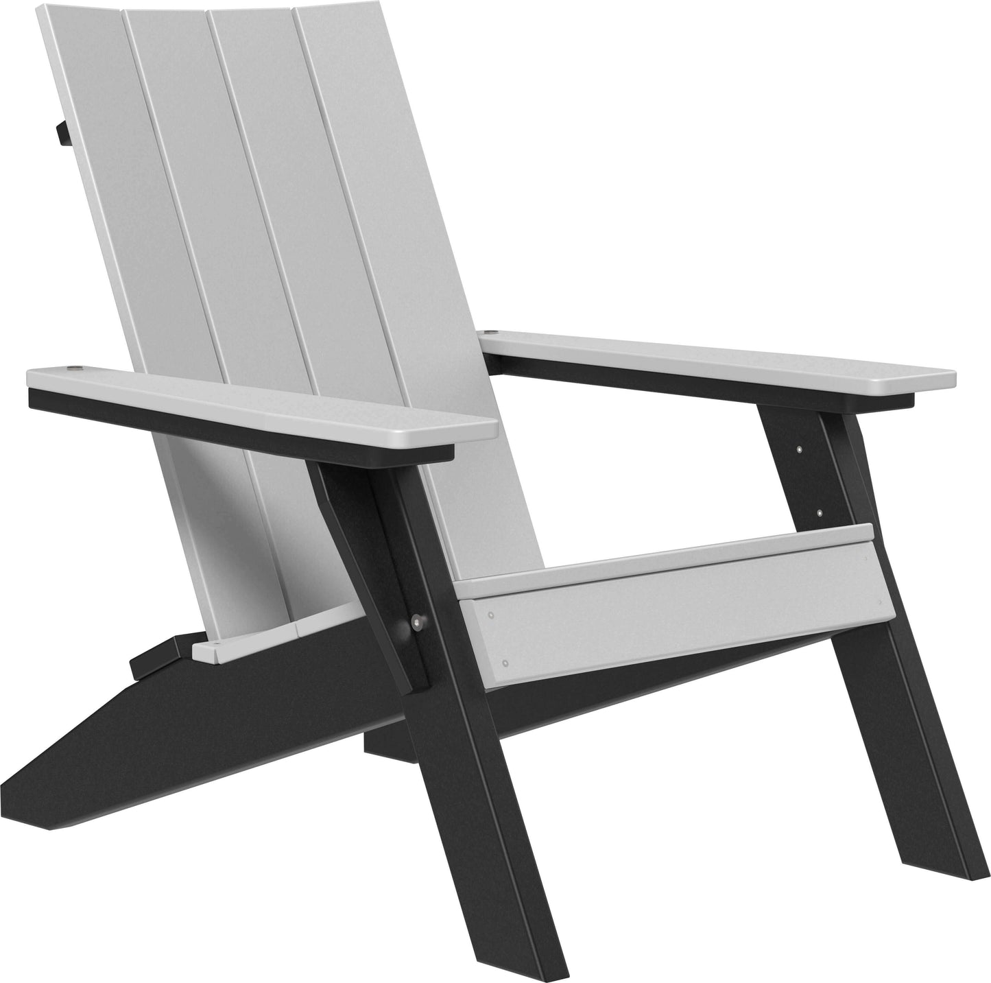 LuxCraft urban outdoor Adirondack chair with contoured seat and backrest providing ergonomic relaxation