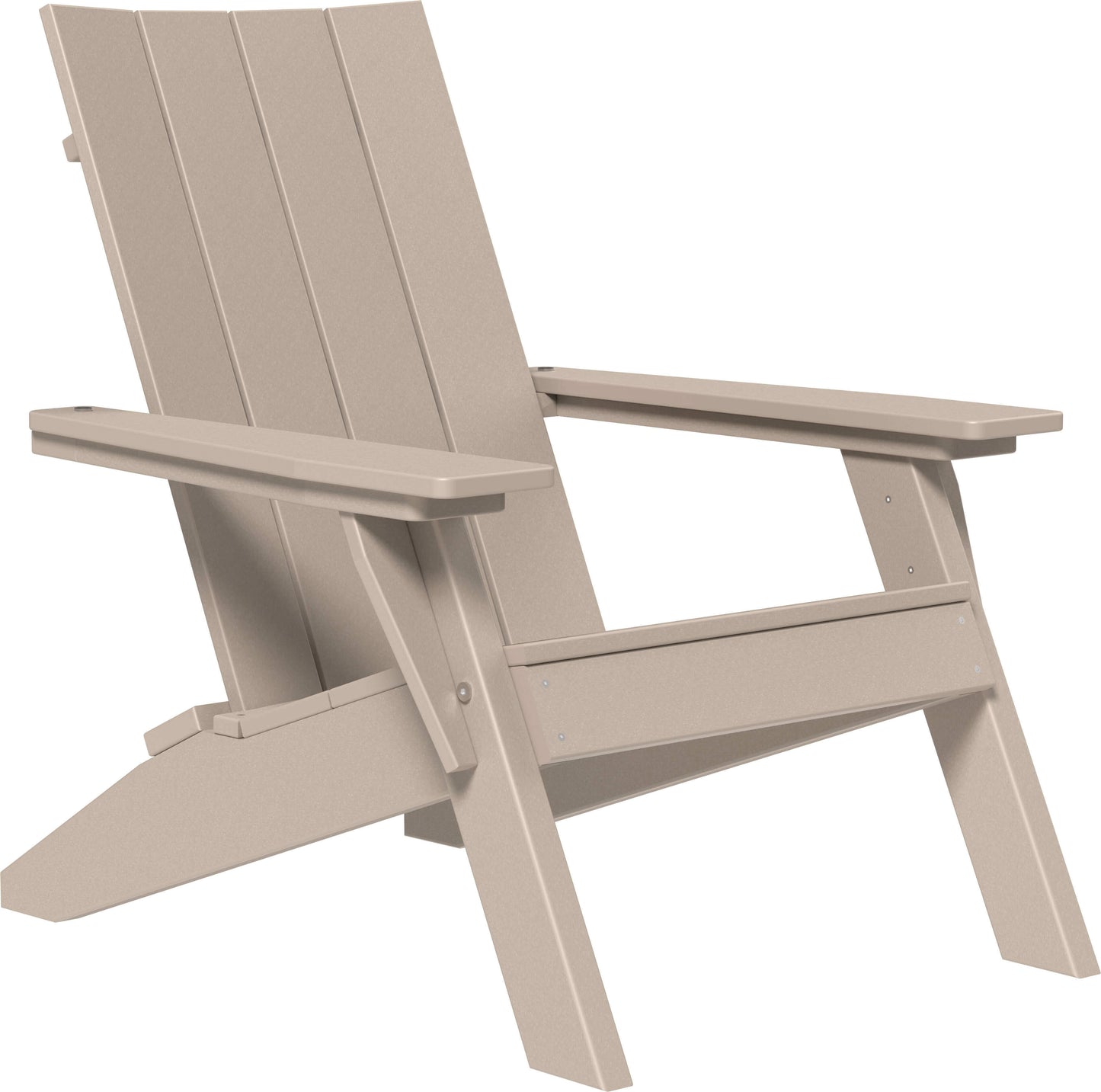 LuxCraft urban outdoor Adirondack chair with contoured seat and backrest providing ergonomic relaxation
