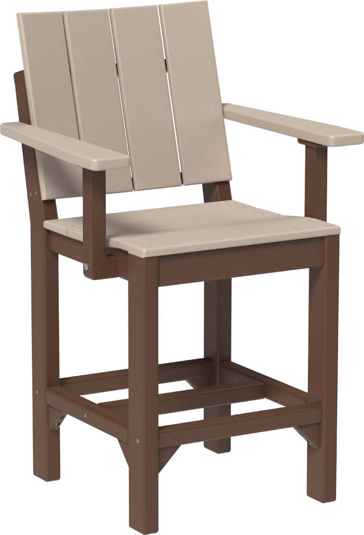 LuxCraft outdoor dining arm chair crafted from high-density polyethylene recyclable plastic