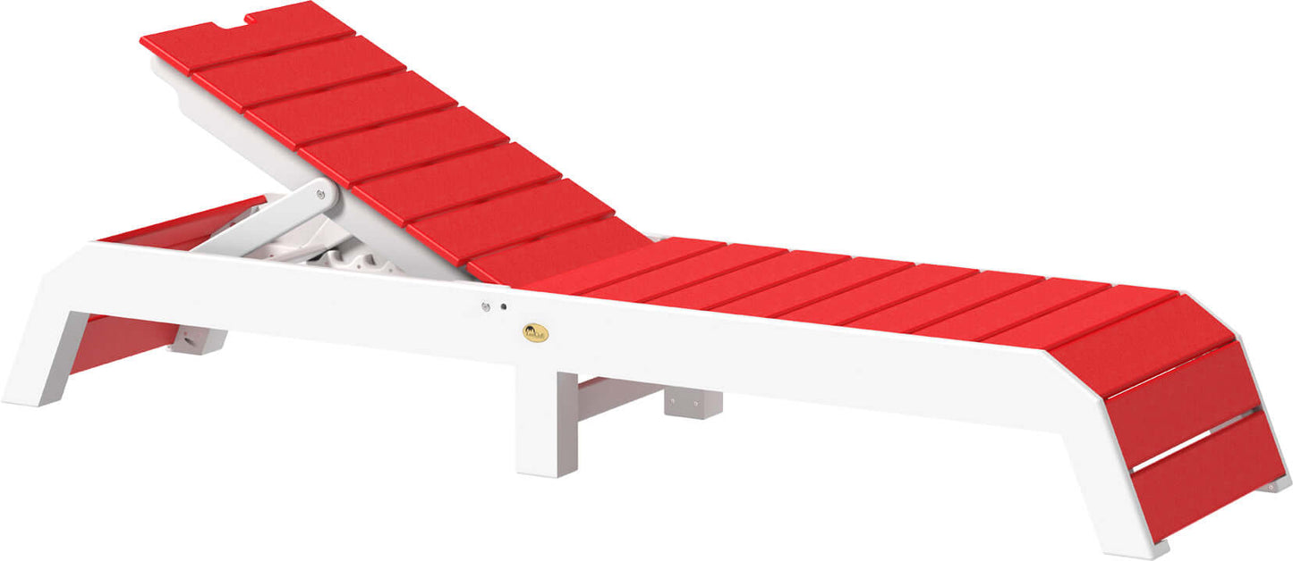 LuxCraft pool chaise lounge easily adjustable between a flat or reclined position