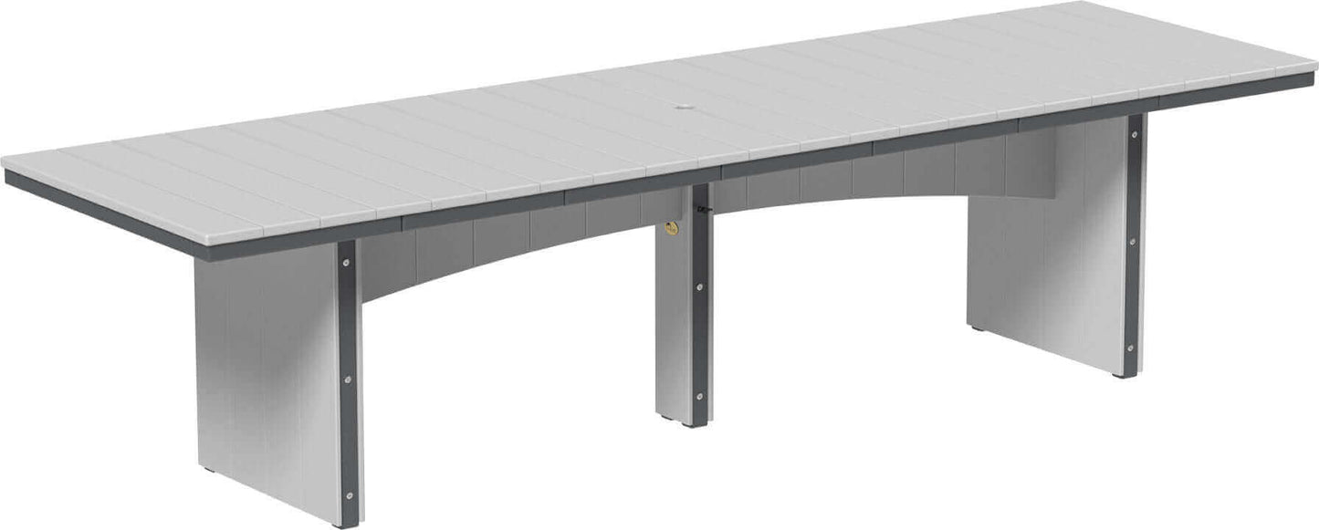 LuxCraft Rectangular Outdoor Dining Table weather-resistant materials that features umbrella hole and variety of colors