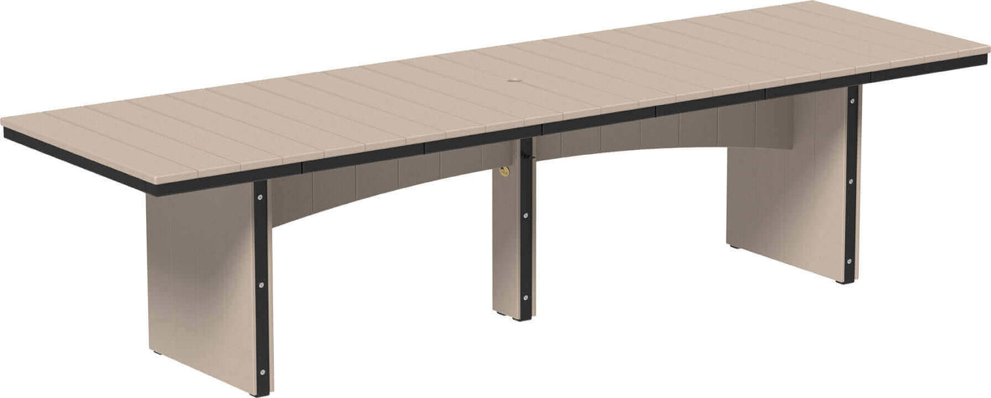 LuxCraft Rectangular Outdoor Dining Table weather-resistant materials that features umbrella hole and variety of colors
