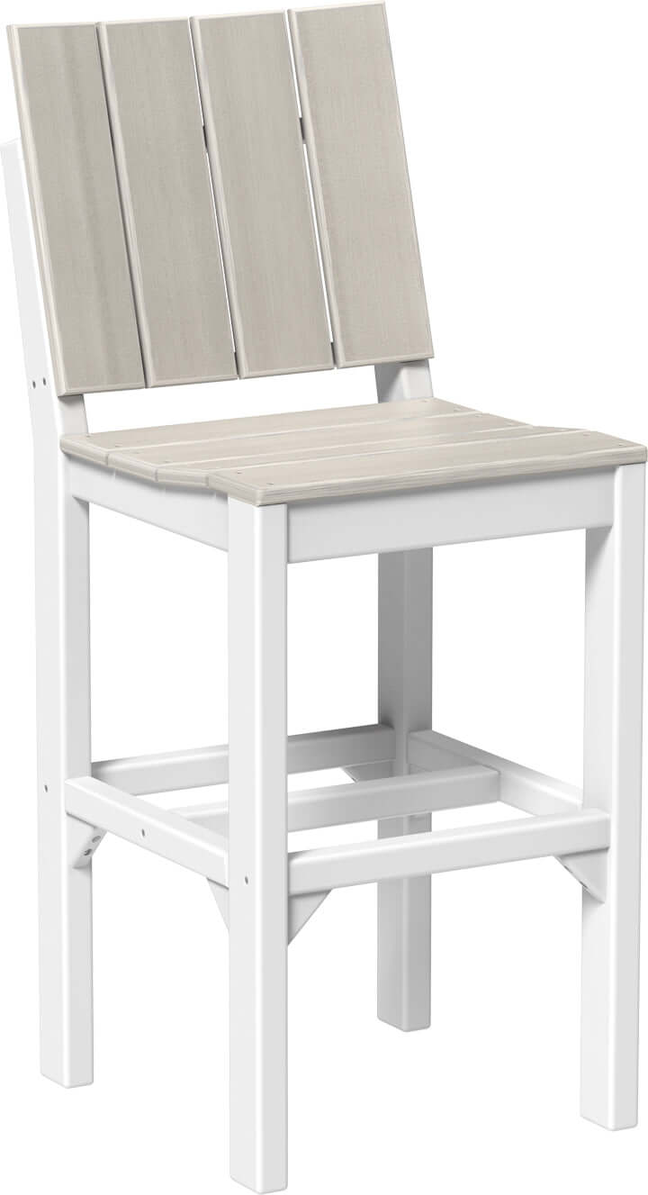 Bar height outdoor urban side chair available in earth tones, tropical and premium woodgrain finishes