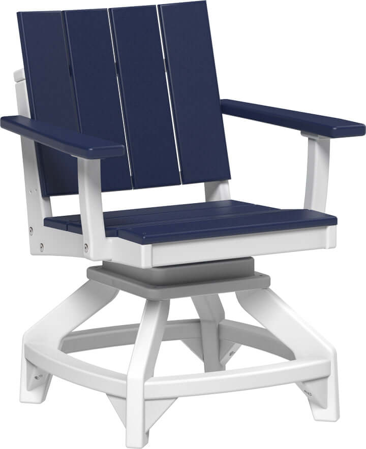 LuxCraft Urban Swivel Chair | Dining Height in Patriot Blue — Amish-crafted recycled poly, weather-resistant design