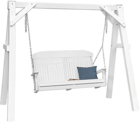 LuxCraft 5' Adirondack Swing Set with white A-Frame