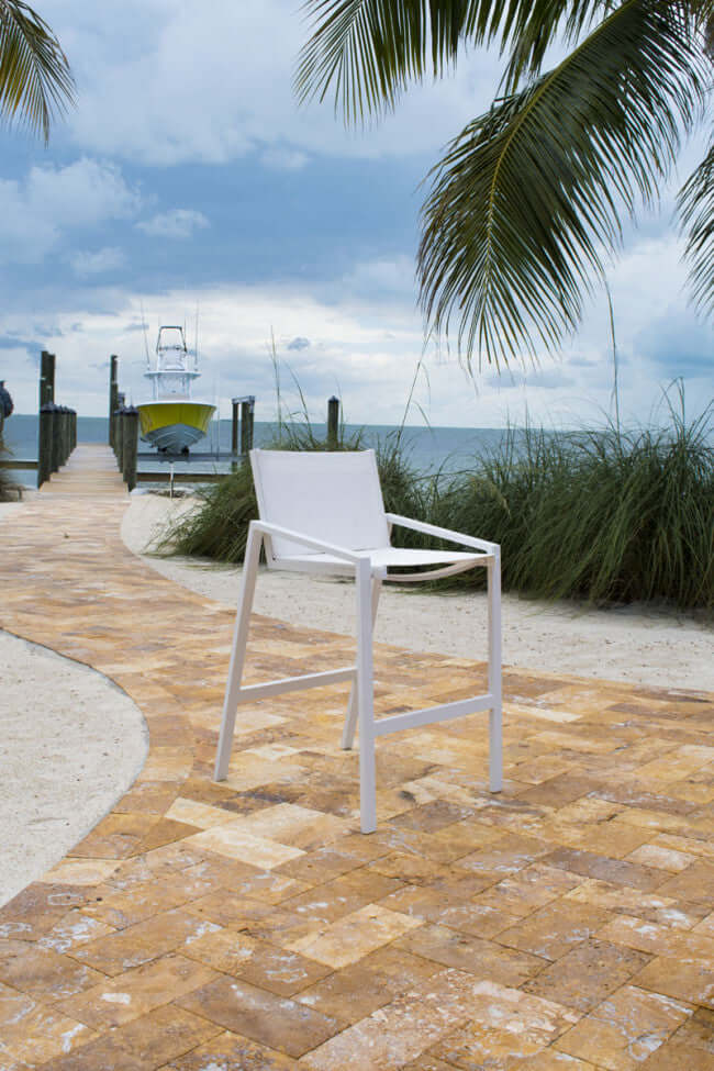 Panama Jack outdoor stackable barstools set of 2 made with strong powder-coated finish resistant to corroding and scratching