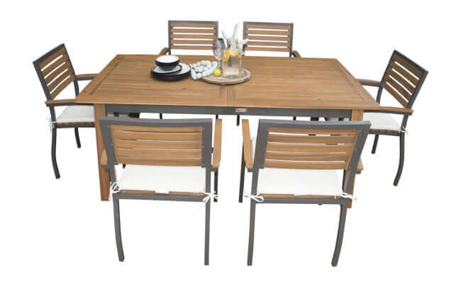 Panama Jack 7-piece Grade-A Teak wood outdoor rectangular table dining set
