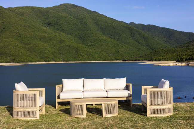 Panama Jack 4-Piece Outdoor Sofa Seating Set with weather-resistant materials and contract quality