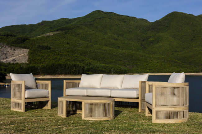 Panama Jack 4-Piece Outdoor Sofa Seating Set with weather-resistant materials and contract quality