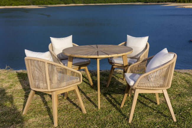 Panama Jack 5-Piece Outdoor Dining Set weather-resistant materials and contract quality