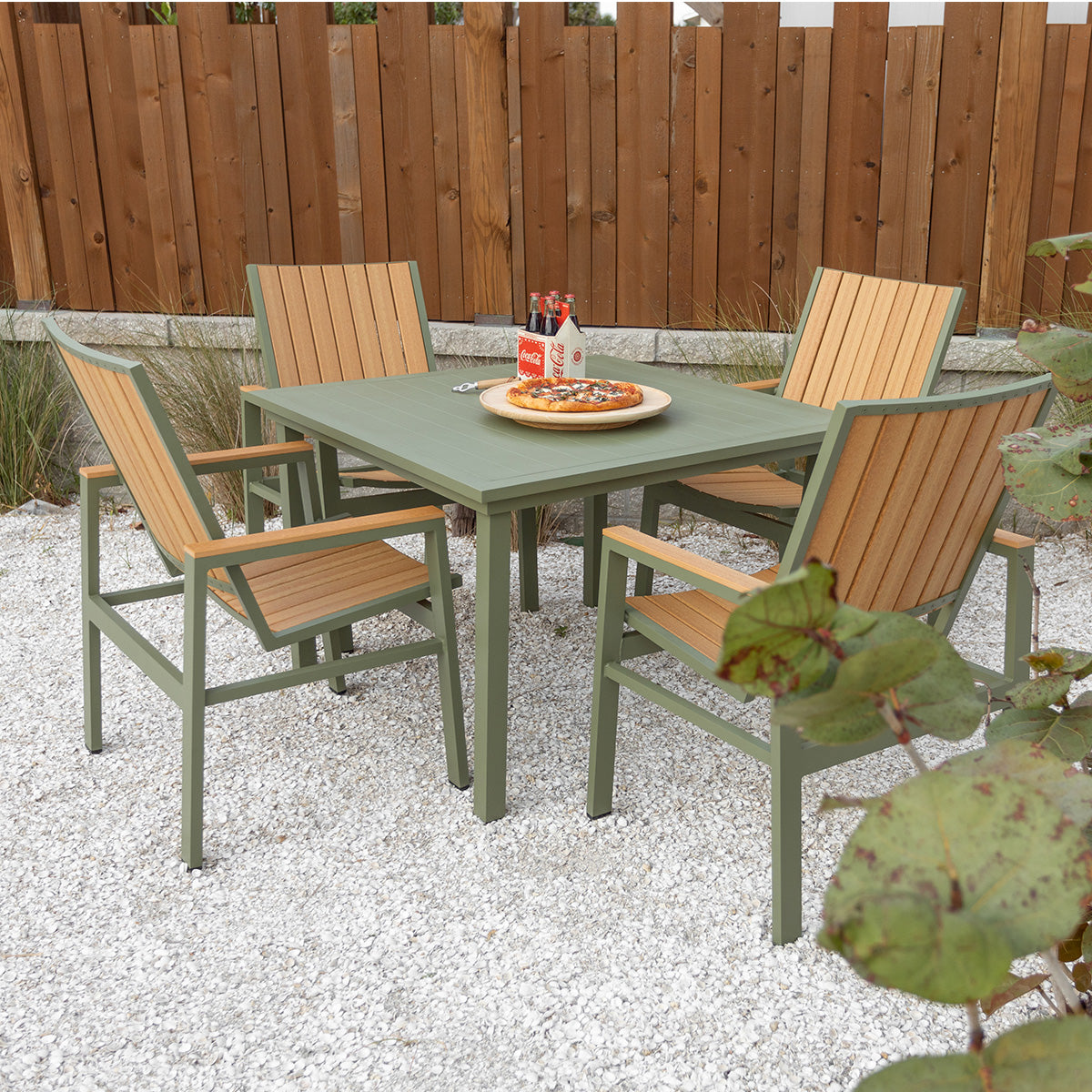 Berlin Gardens Vida 44″ Square Aluminum Dining Table view 1