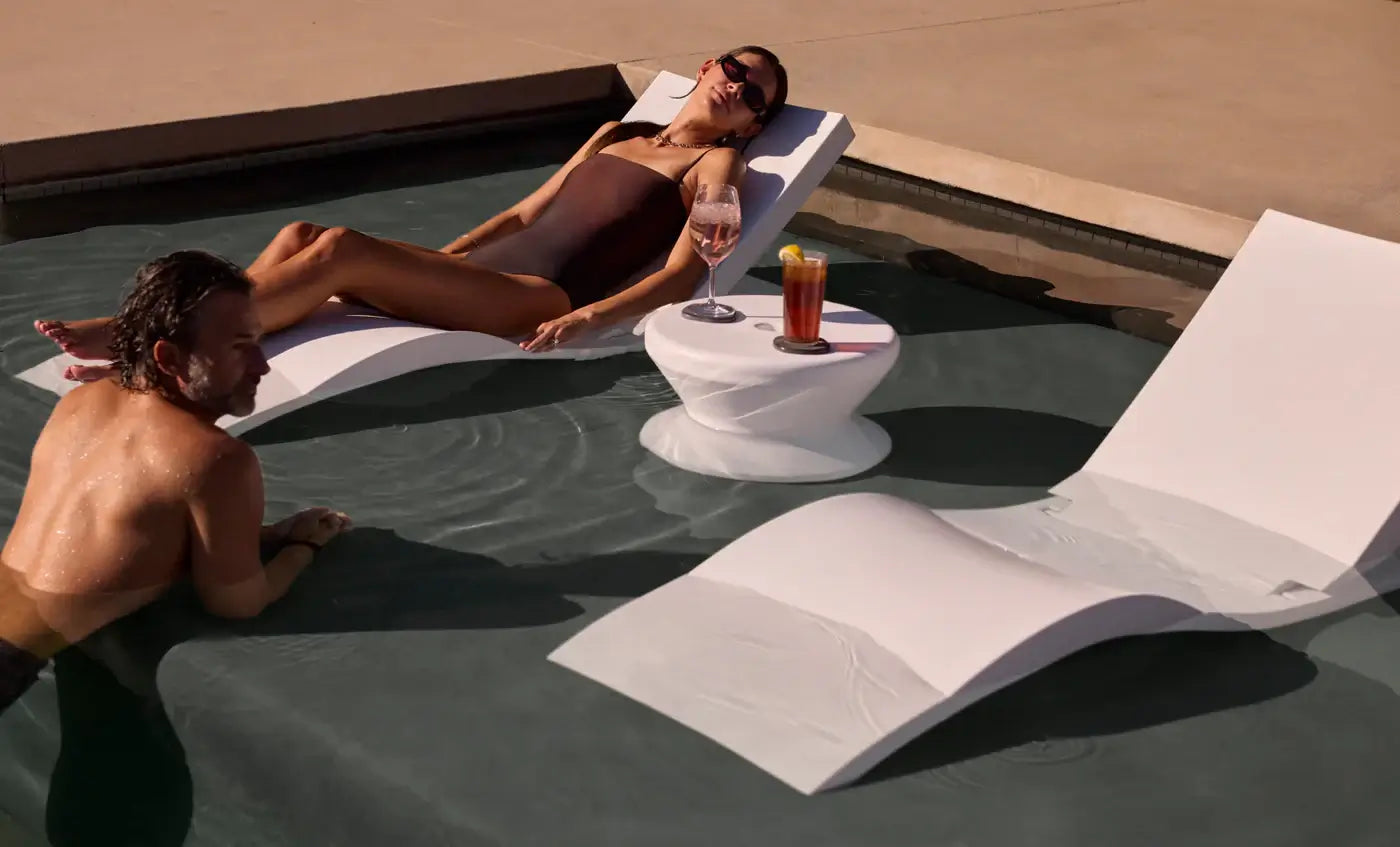 Adjustable Chaise with Pillows and Side Table In-Pool & Patio Set (view 7)