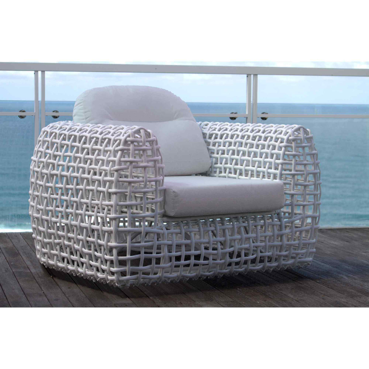 Dynasty Outdoor Armchair (White Mushroom) with Sunbrella Cushion (view 1)
