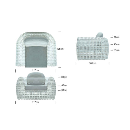 Dynasty 5-Piece Outdoor Seating Set with Sunbrella Cushion (White Mushroom)