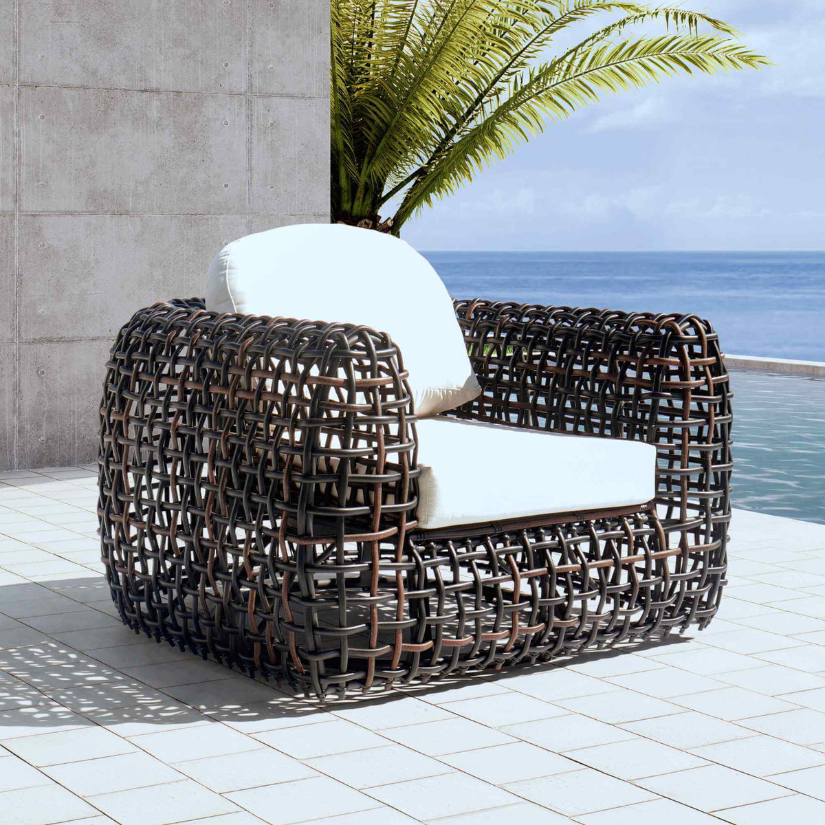 Dynasty Swivel Armchair (Black Mushroom) with Sunbrella Cushion (view 1)