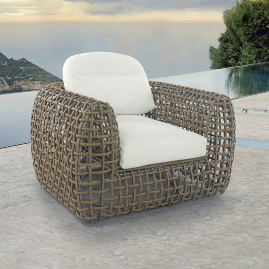 Dynasty Swivel Armchair (Kubu Mushroom) with Sunbrella Cushion
