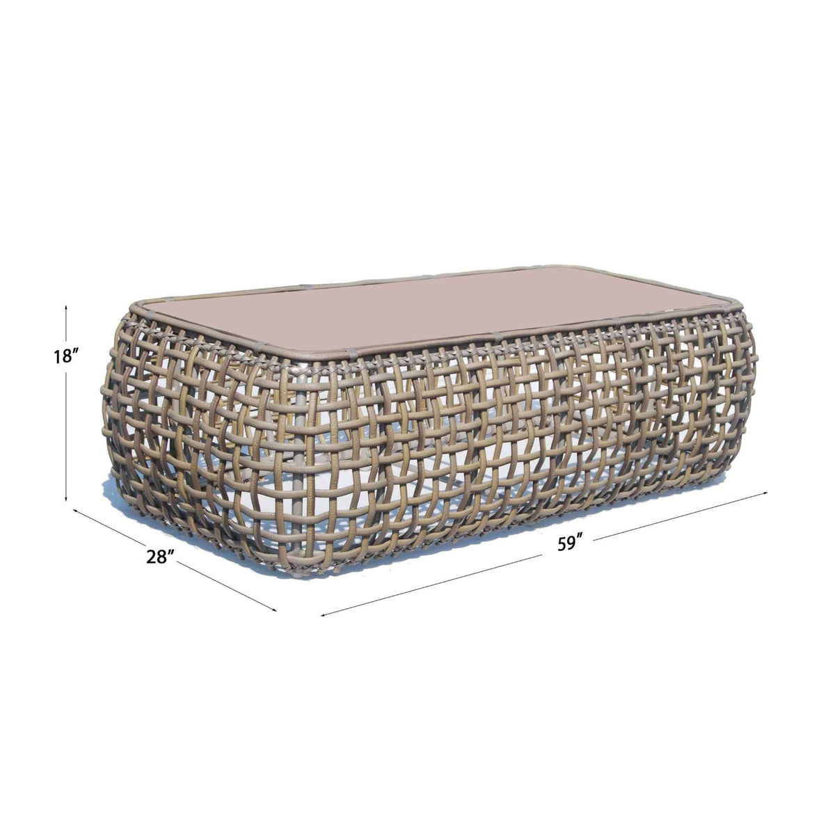 Dynasty Outdoor Coffee Table with Glass (Kubu Mushroom) (view 3)
