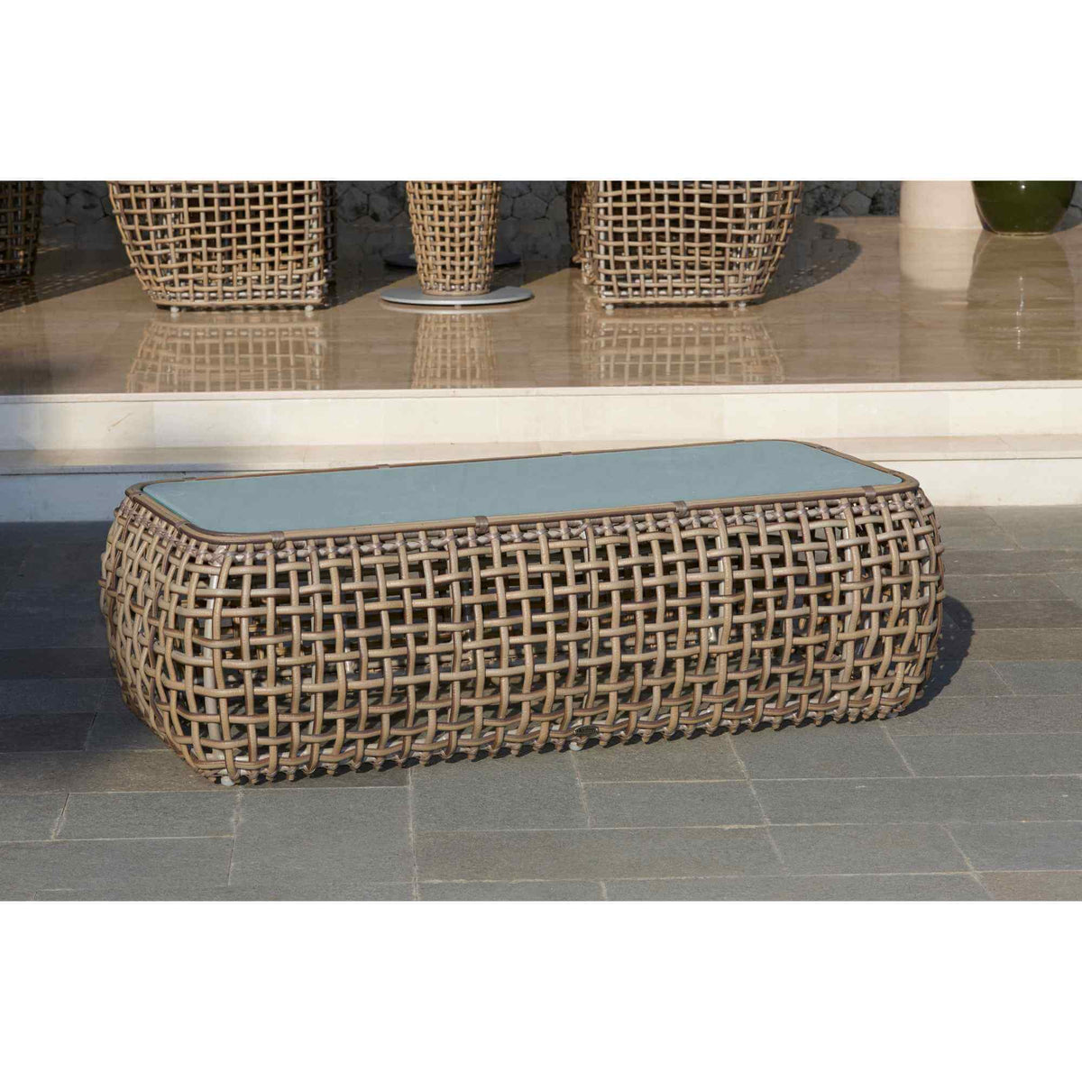 Dynasty Outdoor Coffee Table with Glass (Kubu Mushroom) (view 1)
