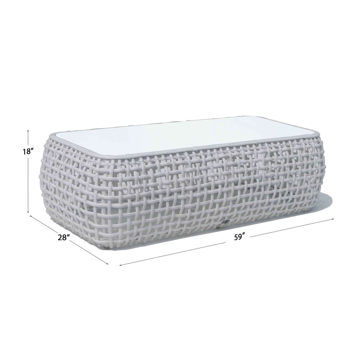 Dynasty Outdoor Coffee Table with Glass (White Mushroom) (view 2)