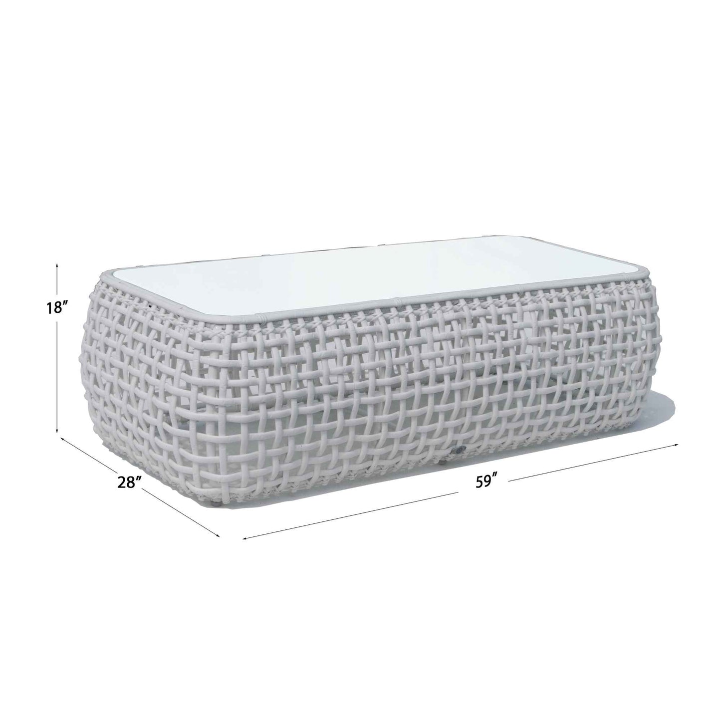 Dynasty Outdoor Coffee Table with Glass (White Mushroom)