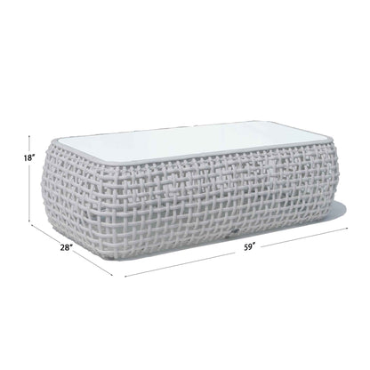 Dynasty Outdoor Coffee Table with Glass (White Mushroom)