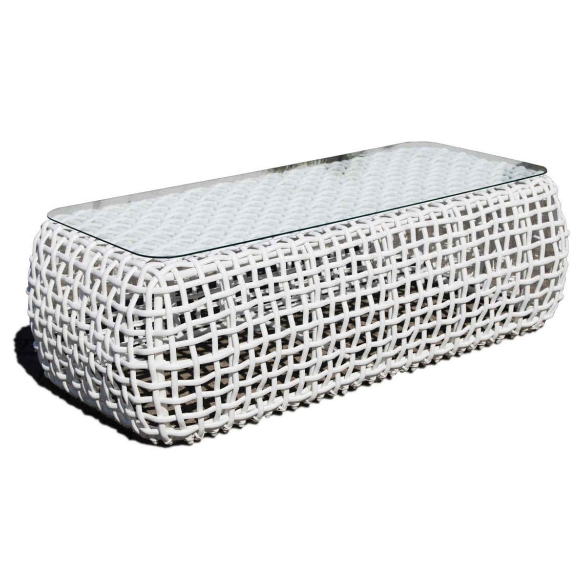 Dynasty Outdoor Coffee Table with Glass (White Mushroom) (view 1)