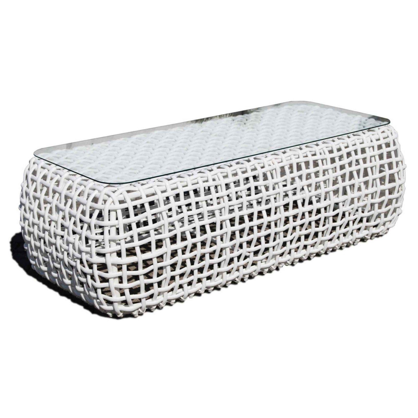 Dynasty Outdoor Coffee Table with Glass (White Mushroom)