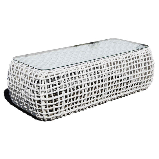 Dynasty Outdoor Coffee Table with Glass (White Mushroom)