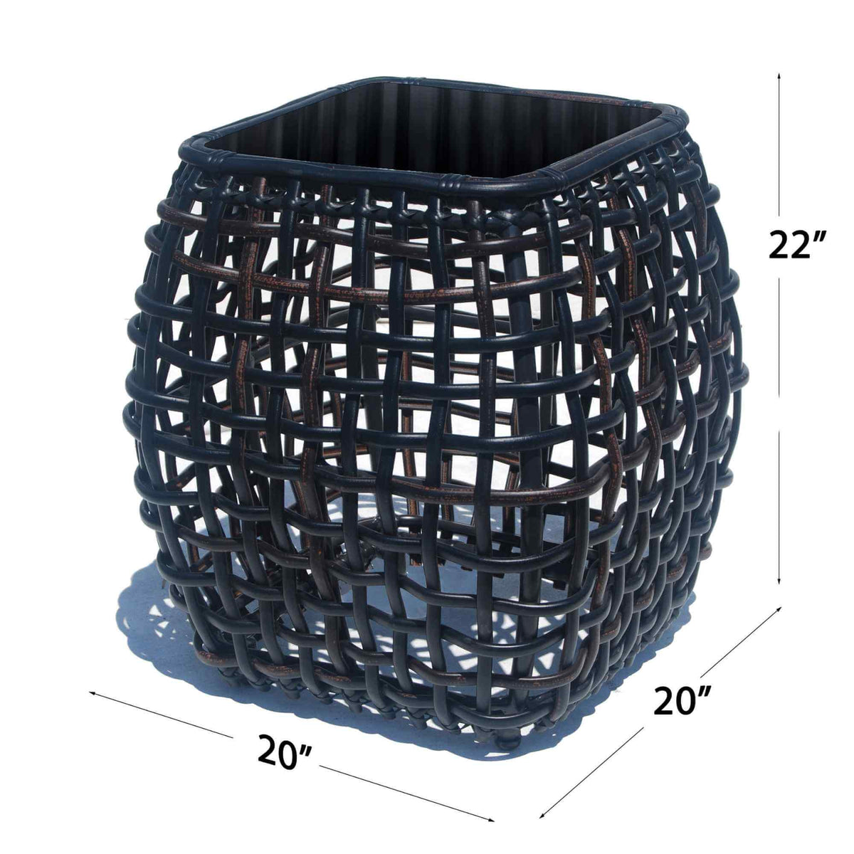 Dynasty Outdoor Side Table with Glass (Black Mushroom) (view 2)