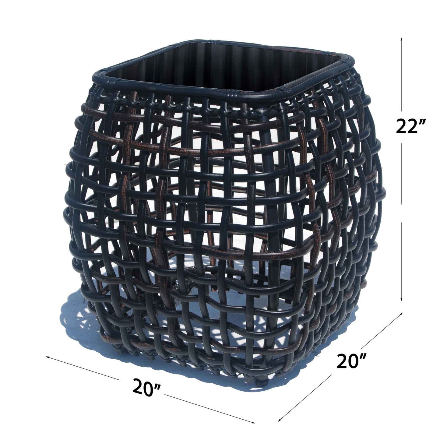 Dynasty Outdoor Side Table with Glass (Black Mushroom)