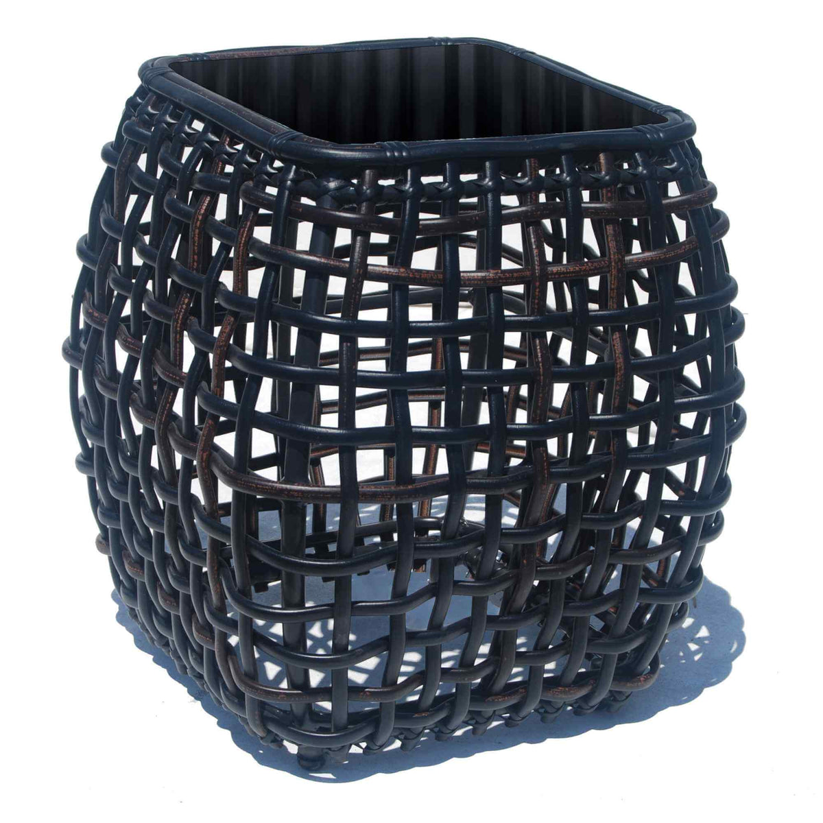 Dynasty Outdoor Side Table with Glass (Black Mushroom) (view 1)