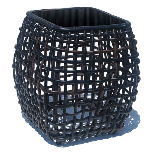 Dynasty Outdoor Side Table with Glass (Black Mushroom)
