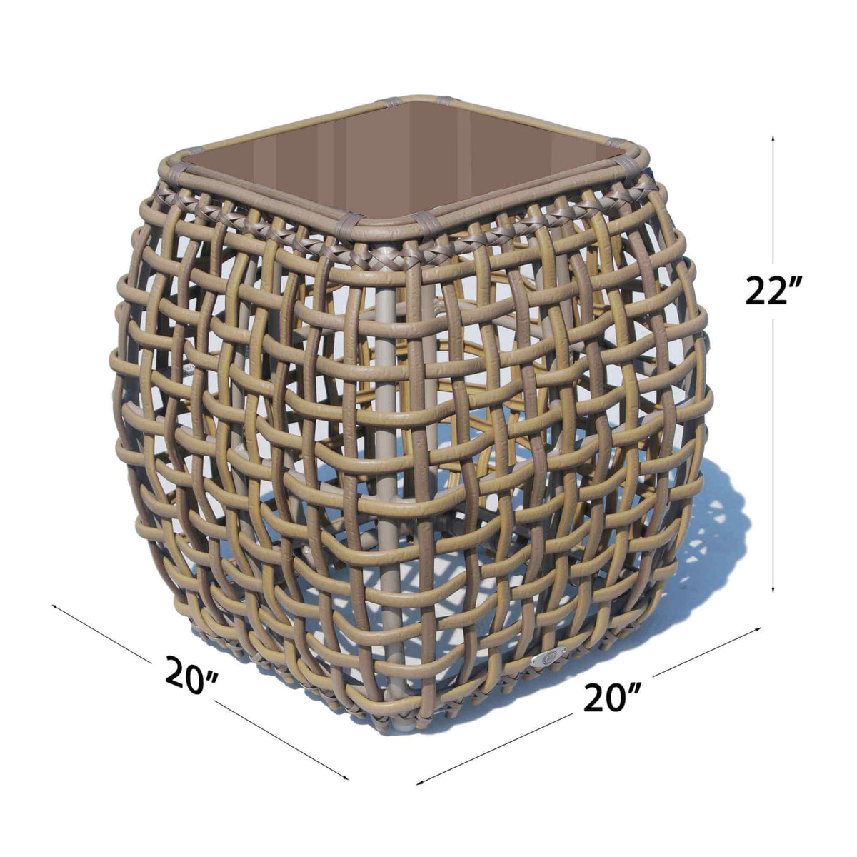 Dynasty Outdoor Side Table with Glass (Kubu Mushroom) (view 2)