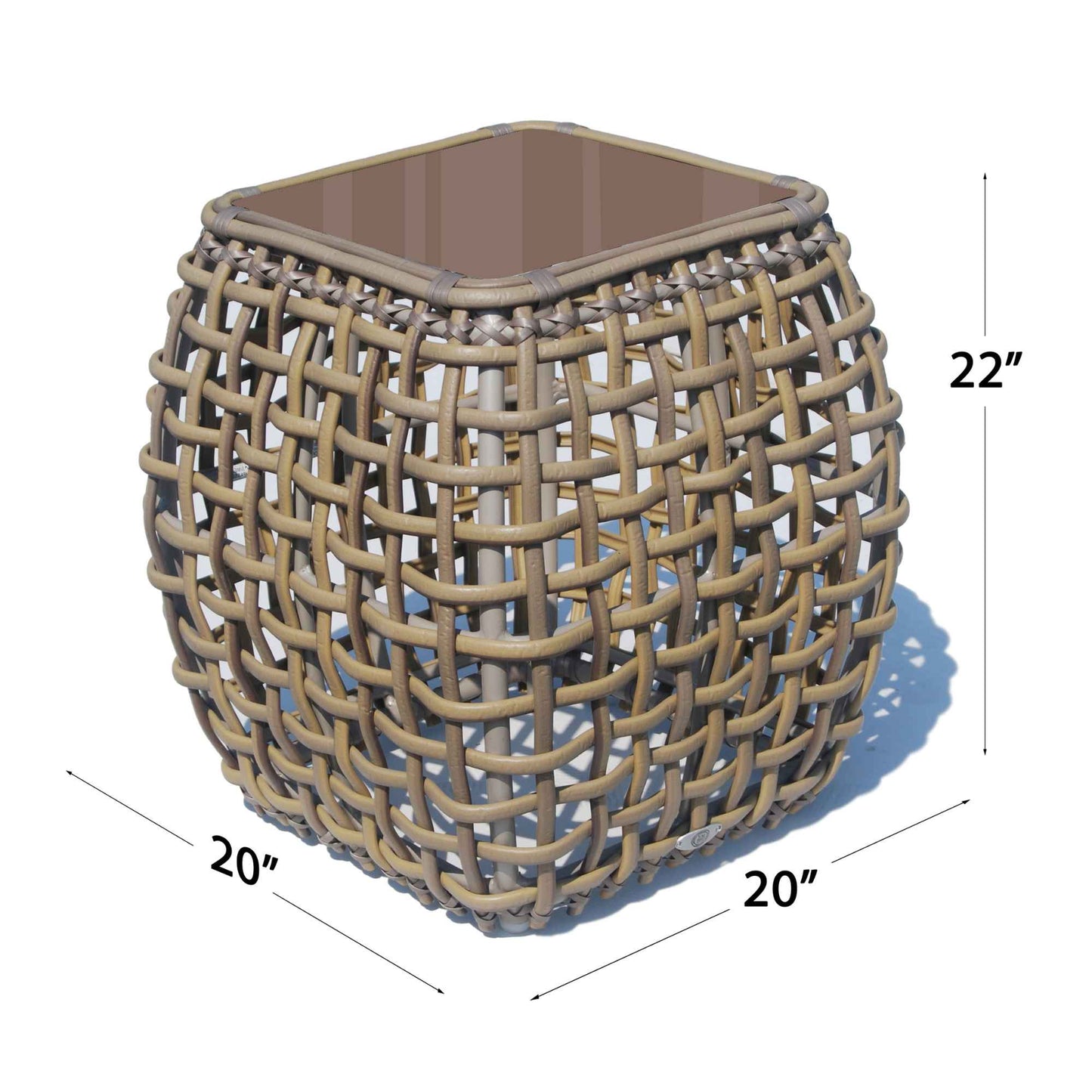 Dynasty Outdoor Side Table with Glass (Kubu Mushroom)