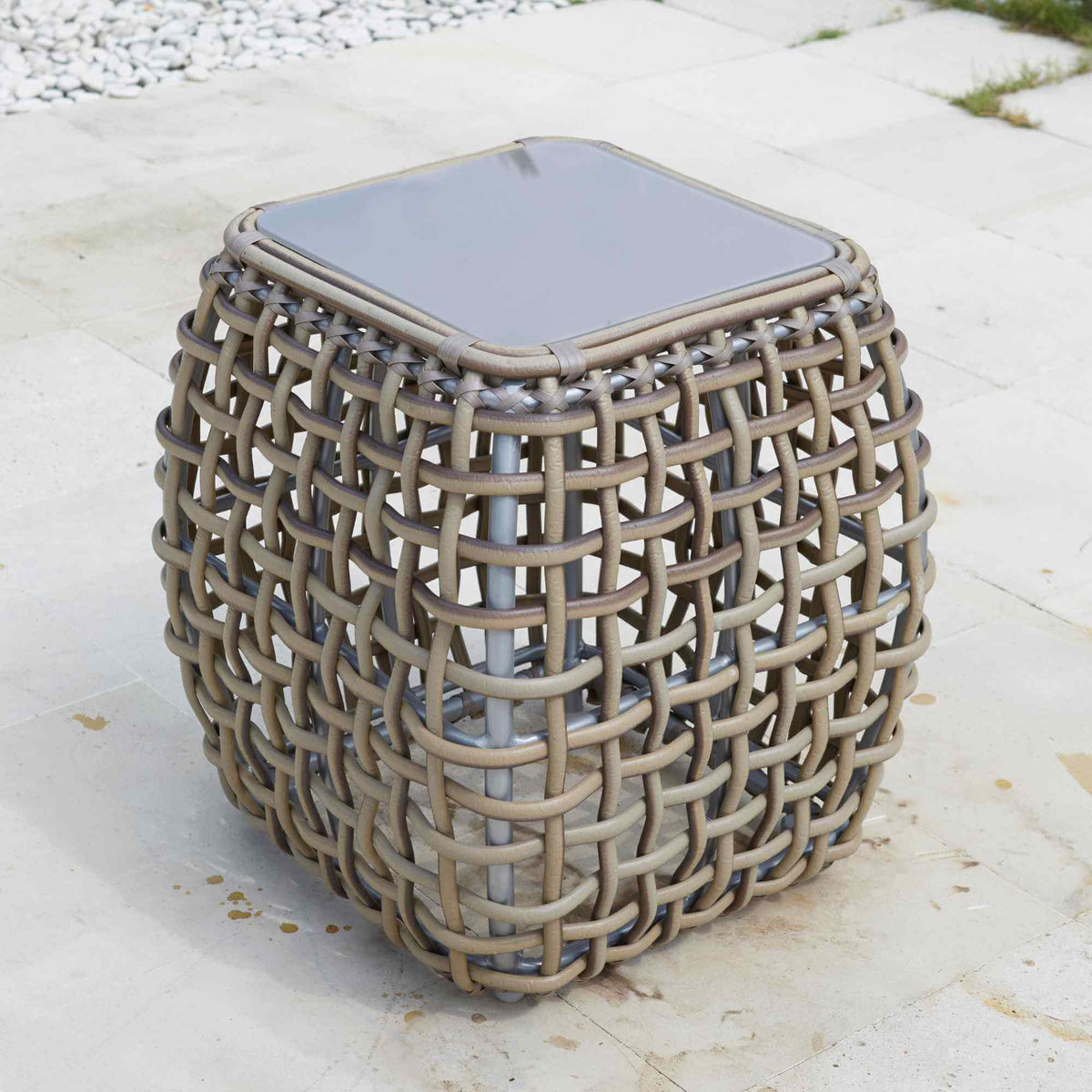 Dynasty Outdoor Side Table with Glass (Kubu Mushroom) (view 3)