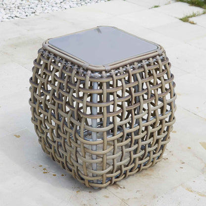 Dynasty Outdoor Side Table with Glass (Kubu Mushroom)