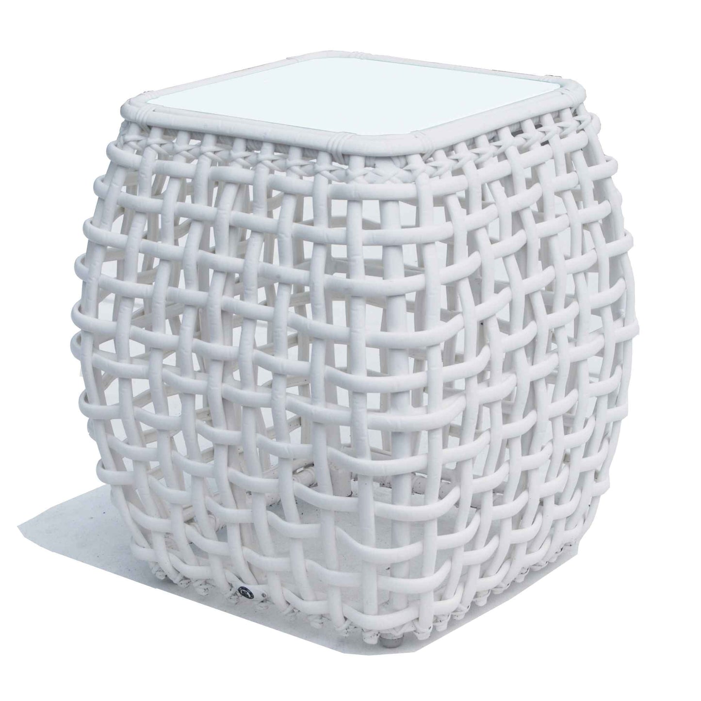 Dynasty Outdoor Side Table with Glass (White Mushroom)