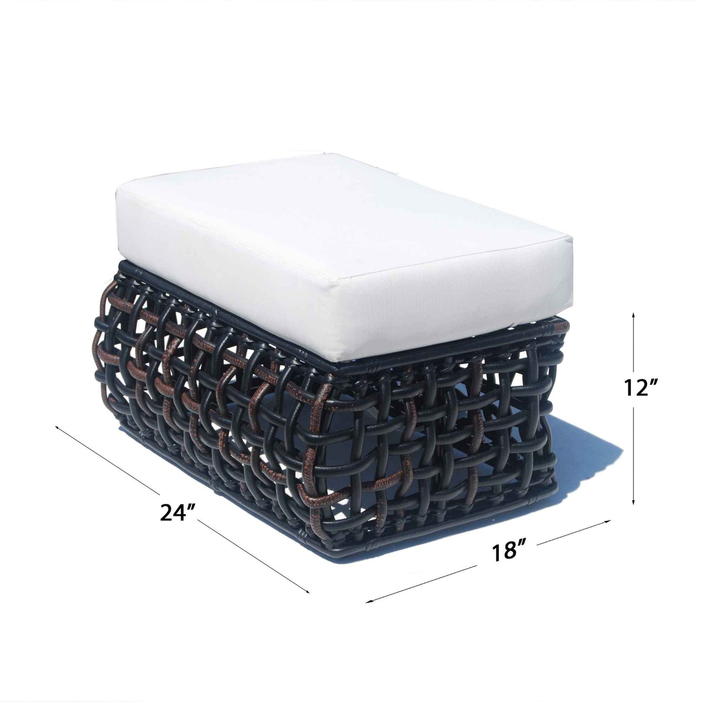 Dynasty Outdoor Ottoman with Sunbrella Cushion (Black Mushroom)