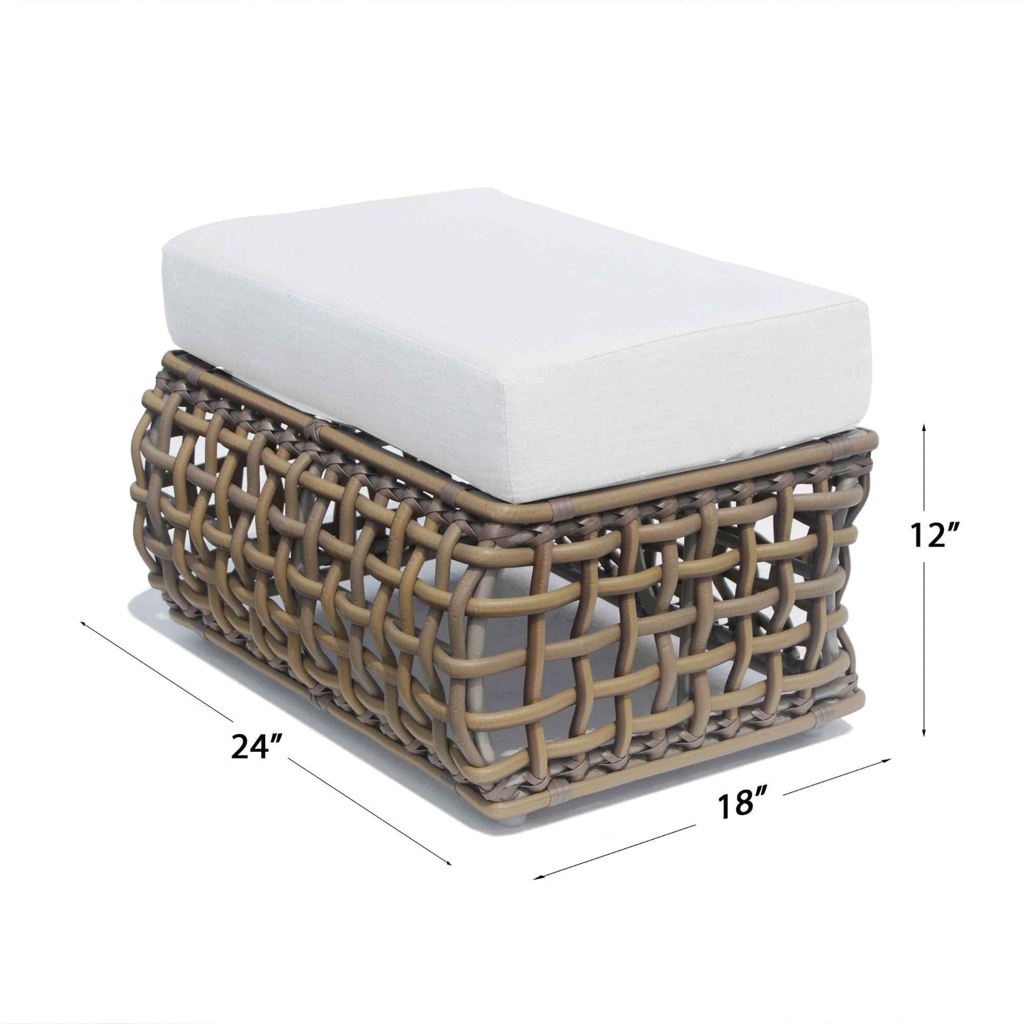 Dynasty Outdoor Ottoman with Sunbrella Cushion (Kubu Mushroom)