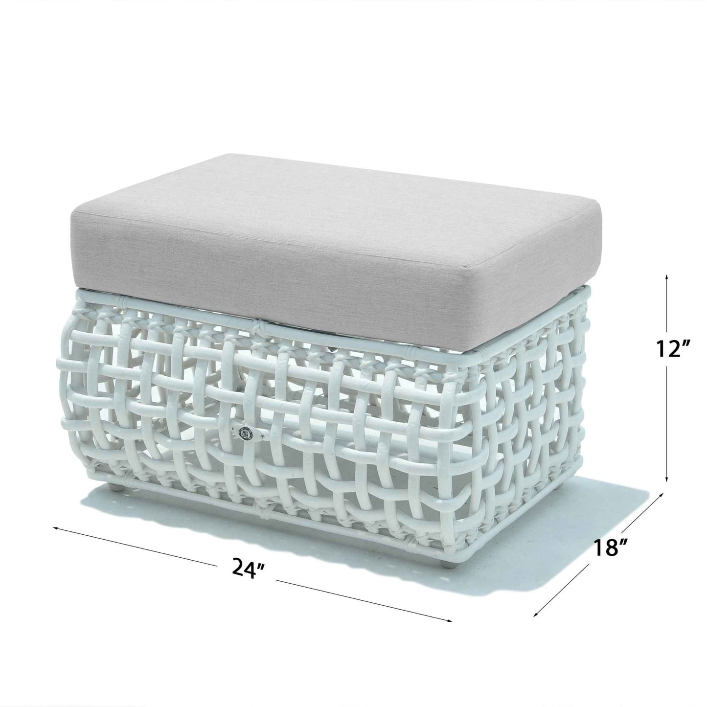 Dynasty Outdoor Ottoman with Sunbrella Cushion (White Mushroom)