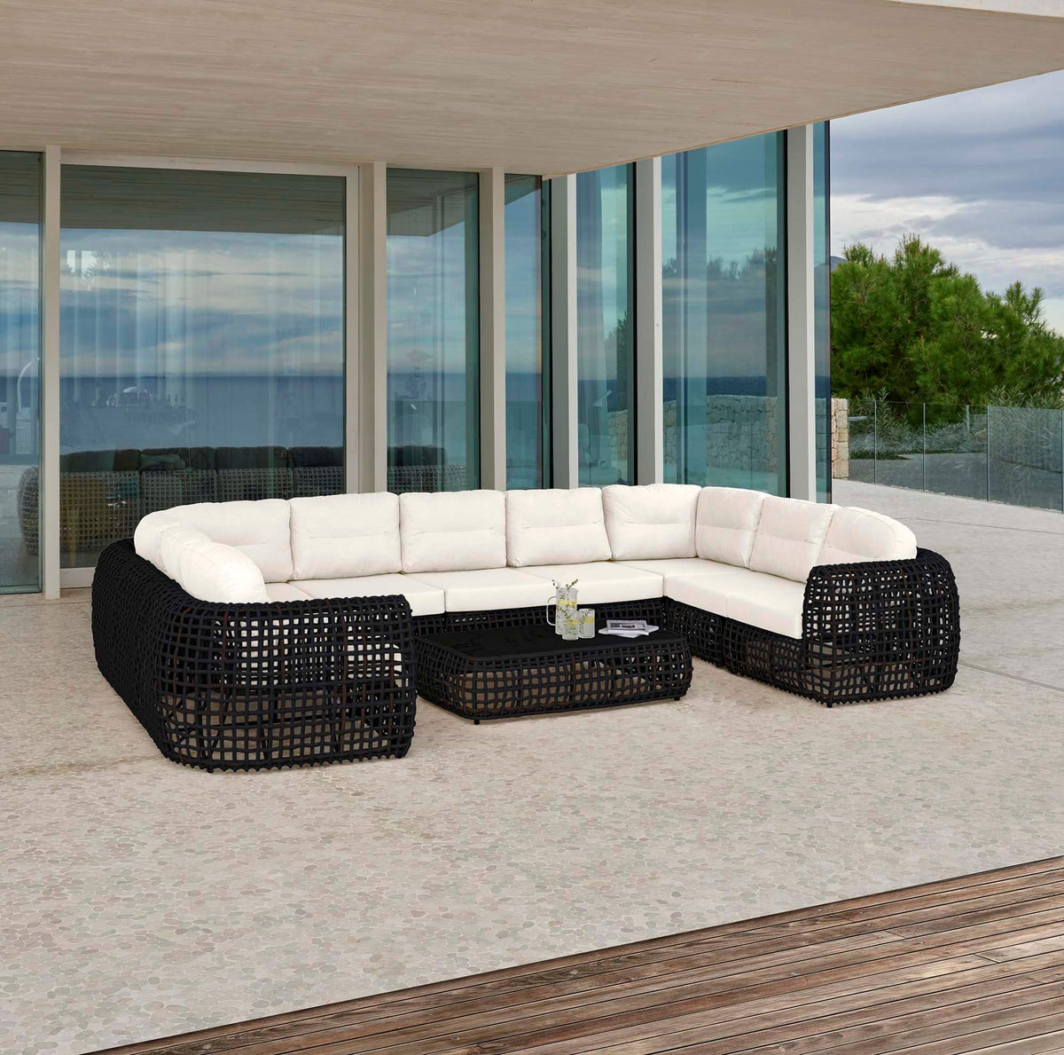 Dynasty 10-Piece Sectional Set (Black Mushroom) with Sunbrella Cushions (view 1)