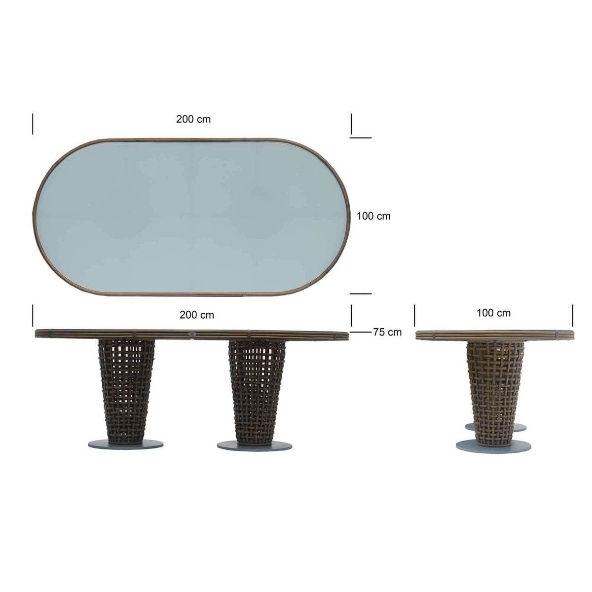 Dynasty Oval Outdoor Dining Table with Glass (Kubu Mushroom) (view 4)