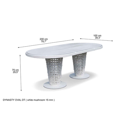 Dynasty 7-Piece Dining Set with Sunbrella Cushion (White Mushroom)
