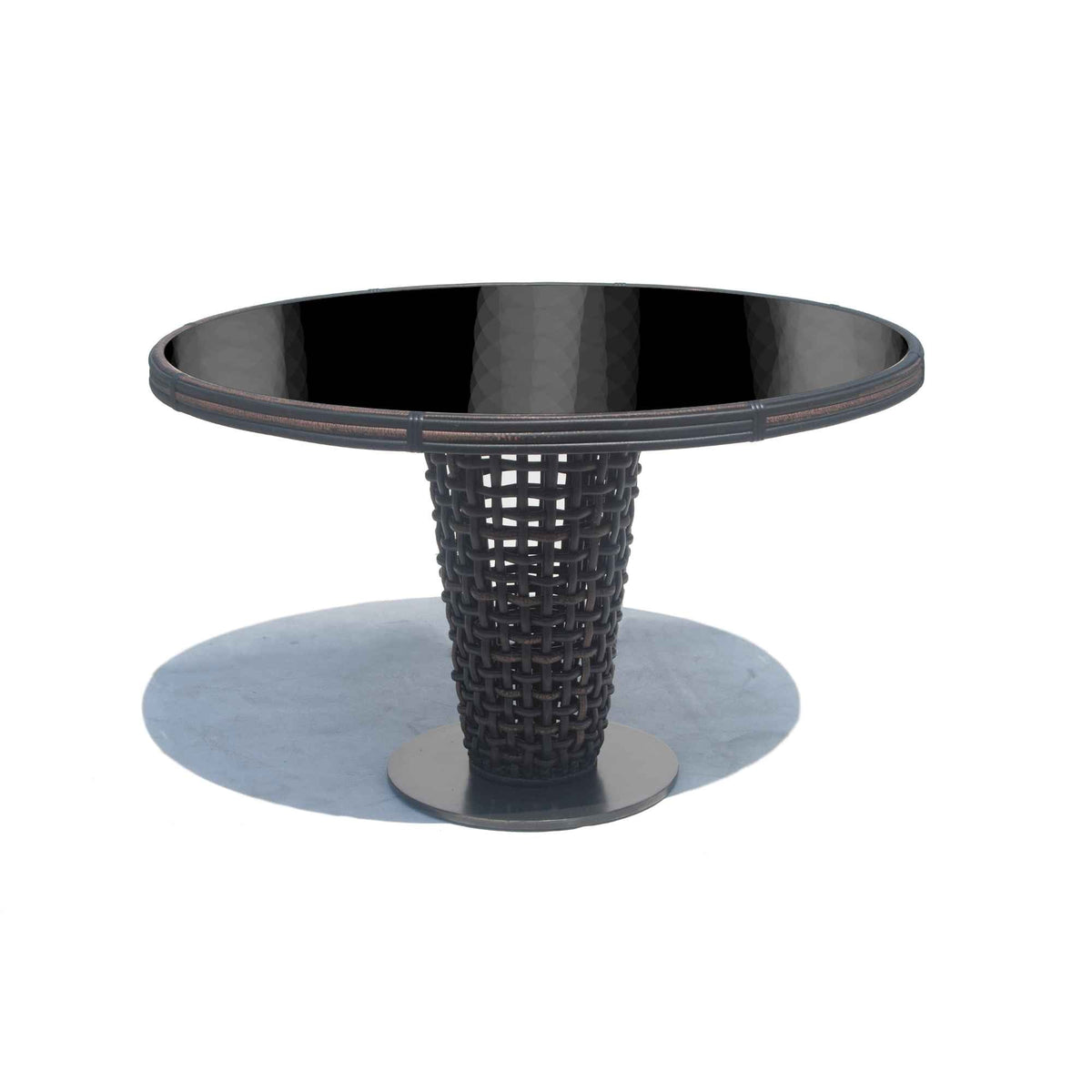 Dynasty Round Outdoor Dining Table with Glass (Black Mushroom) (view 1)