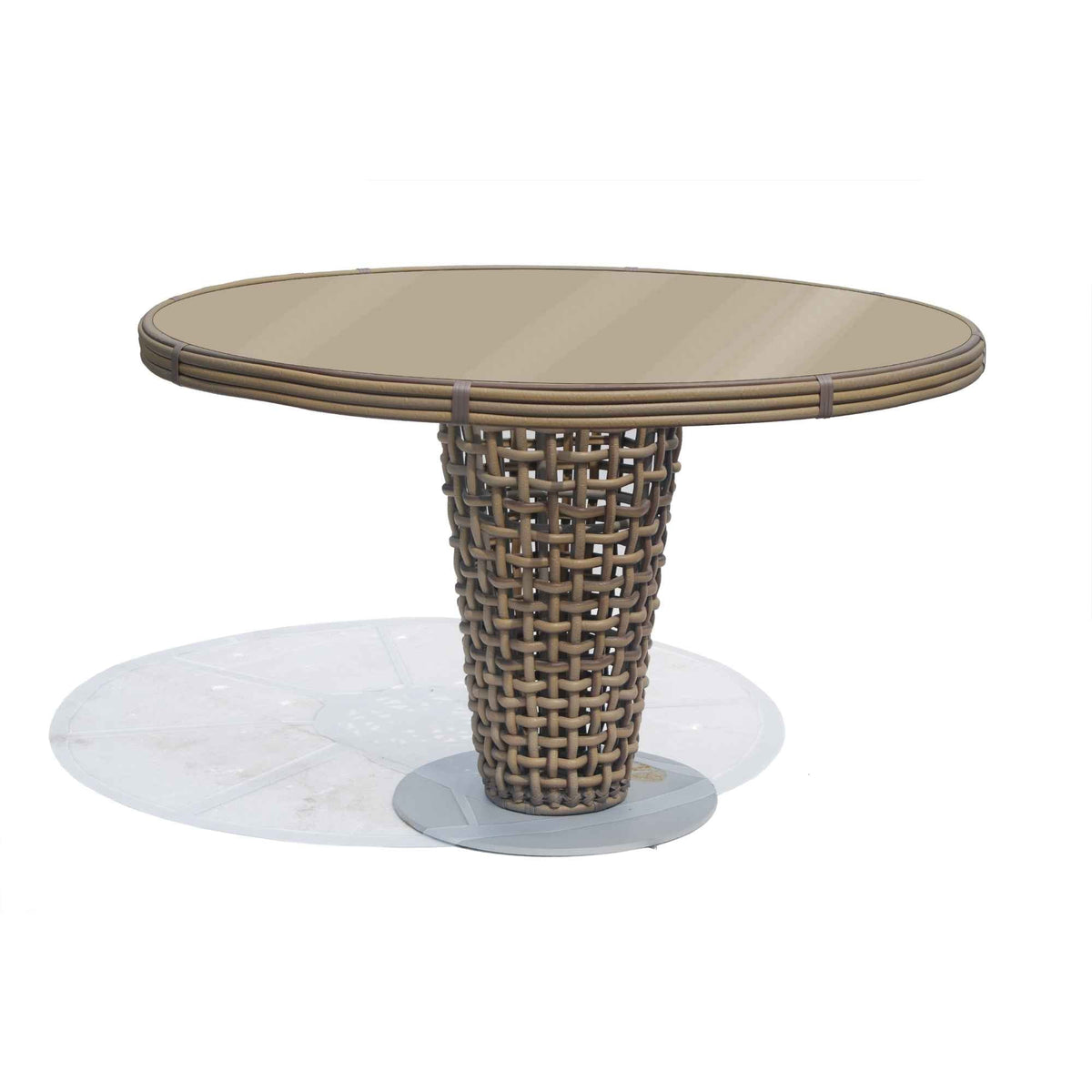 Dynasty Round Outdoor Dining Table with Glass (Kubu Mushroom) (view 1)