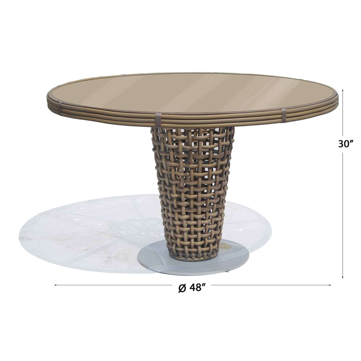 Dynasty Round Outdoor Dining Table with Glass (Kubu Mushroom) (view 2)
