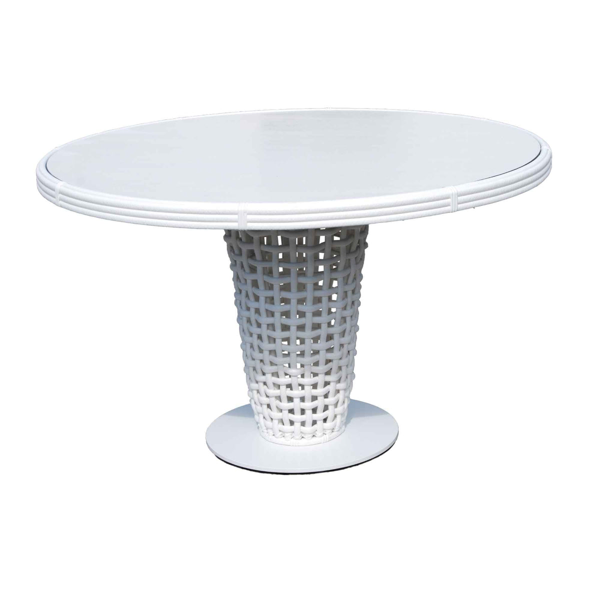 Dynasty Round Outdoor Dining Table with Glass (White Mushroom) (view 1)