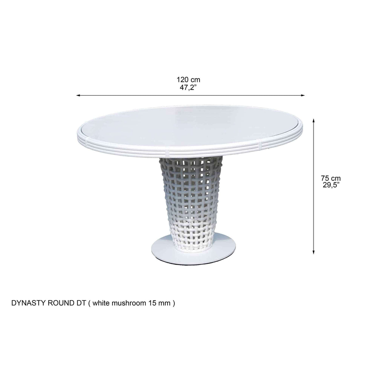 Dynasty Round Outdoor Dining Table with Glass (White Mushroom) (view 2)