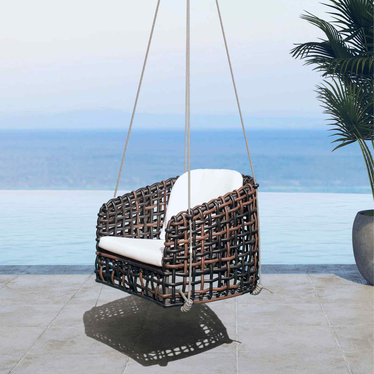 Dynasty Outdoor Hanging Dining Armchair with Sunbrella Cushion (Black Mushroom) (view 1)